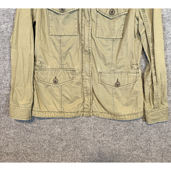 Abercrombie & Fitch Jacket Womens Medium Green Military Y2K Vtg Zip Up Pockets - Picture 3 of 10